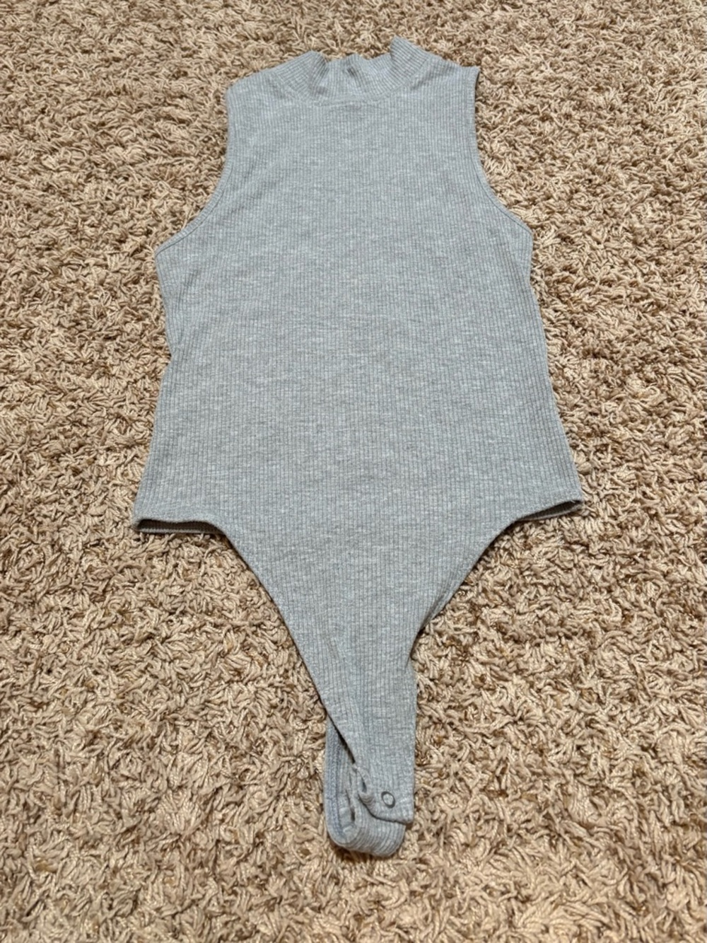 Aerie Ribbed Sleeveless Mock Neck Bodysuit Gray Womens size small